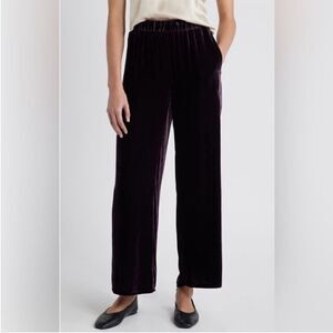 NWOT Eileen Fisher Velvet Ankle Wide Leg Pants in Violet Size L